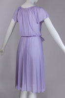 70s LILAC Semi Sheer Slip Dress w/ Flowers Loungewear Phase2 California Arnell Nylon Women&#39;s Size Small / 36&quot; bust / 17-28&quot; waist / 40&quot;hips
