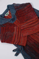 60s 70s ARPEJA Organically Grown Red and Blue SPACE Dyed Knit Pullover Sweater Women&#39;s Size Small / 32-36&quot; bust / 30-32&quot; waist