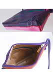 Vintage Hologram Color Crossbody Leather Bag Square Purse Pink Purple Blue Orange Yellow Made in Spain