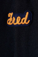 1964 Navy Blue Wool Letterman Cardigan Sweater FRED NATARI Made in Seattle USA Vintage Size Medium - 40&quot; bust - 38&quot; waist