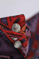 1970s Slinky DISCO Aztec Nylon Acetate Snap Button Collared Shirt Women&#39;s Size Small-Medium / 34-38&quot; bust / 29-34&quot; waist