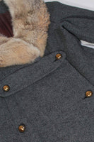 60s Gray Wool Fur Collared A-Line Jacket by Modern DEB Women&#39;s Size Medium Petite - 38&quot; bust - 33&quot; waist - 42&quot; hips - 36&quot; long