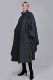 Vintage Gray Wool Cape Coat Cloak Heavy Warm Minimalist Winter Outerwear One Size Fits Most Made in the USA