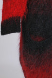 New Zealand MOHAIR Handknit Cardigan Sweater Red Black Ombre Long Oversized 80s Vintage Women&#39;s Size XL - 44&quot; bust - 41&quot; waist - 41&quot; hips