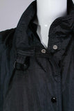 80 BATWING Draped Black Lightweight Nylon Long Windbreaker Style Minimalist Futurist Coat Women's Size XL - 54" bust - 53" waist - 53" hips