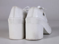 90s White GUESS Vinyl Chunky Heel Platform Sneaker Shoes Made in Spain Women&#39;s USA Size 9