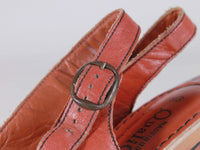 1970s QUALI CRAFT Wood Platform High Heel Brown Leather Sandals Women&#39;s US Size 8