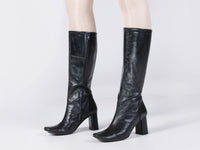 90s Tall Black Leather BANANA REPUBLIC Made in Italy Boots Women&#39;s US Size 7.5