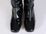 Y2K Shiny Patent Leather Vinyl Zipper Gogo Style Tall Boots Women&#39;s USA Size 6