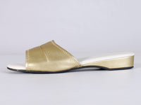 Vintage GOLD Daniel Green Metallic House Slippers with Low Wedge Heel Women&#39;s Size 10 N USA