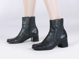 90s Black Leather Block Heel Ankle Boots Made in Brazil Women&#39;s USA Size 10