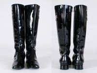 Y2K Shiny Patent Leather Vinyl Zipper Gogo Style Tall Boots Women&#39;s USA Size 6