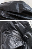 Vintage WIPPETTE PVC Vinyl Black Textured Houndstooth Flannel Lined Boxy Oversized Rain Jacket Size Medium - Large