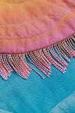 Vintage SUN and CLOUD Novelty Ombre Wearable Art Long Fringe Puffer Coat by Helen Howell Women&#39;s Size Large