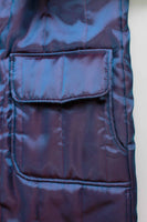 Vintage 80s IRIDESCENT Purple Blue Red Puffer Jacket Lightweight Long Coat Women&#39;s Size Large 42&quot; bust - 42&quot; waist - 44&quot; hips