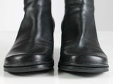 90s Minimalist Black Leather Chunky Block Heel Above Ankle Boots Women&#39;s Size 10 USA