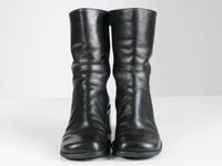 Vtg 90s Black Leather Chunky Block Heel Above Ankle Boots Minimalist Enzo Angiolini Brazil Women&#39;s Size 8 USA
