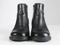 Vtg 90s Black Leather Chunky Block Heel Above Ankle Square Toe Boots Made in Brazil Women&#39;s USA Size 7.5