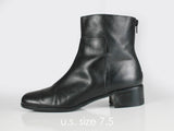 Vtg 90s VANELI Black Leather Chunky Block Heel Above Ankle Boots Women&#39;s USA Size 7.5