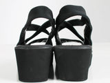 Vtg 90s Y2K DONALD J PLINER Black Stretch Fabric Strappy Slingback Platform Sandals Made in Spain Women&#39;s USA Size 7.5