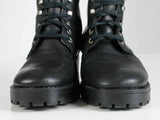 90s Italy GRAPHIQUE Tall Black Lace Up Leather Platform Combat Goth Rocker Boots Women&#39;s USA Size 8.5 -9... EUR 39