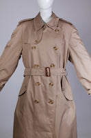 Vintage BURBERRY&#39;s Classic Khaki Trench Coat with Nova Check Plaid and Wool Lining Women&#39;s Size XL / 1X Mens Size Large / XL / 46&quot; bust