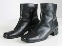 Vtg 90s VANELI Black Leather Chunky Block Heel Above Ankle Boots Women&#39;s USA Size 7.5