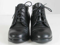 Vtg 90s MUNRO USA Black Leather Lace Up Ankle Boots with Chunky Block Heel Women&#39;s Size 7.5 - 8