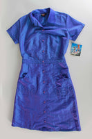 Deadstock ROXY Quicksilver from Nordstrom True 1990s Vintage IRIDESCENT Purple Blue Mini Shirt Dress Flame PocketsMade in the USA Size