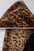 Vintage 80s MONTEREY USA Leopard Print Faux Fur Wide Sweeping Swing Jacket Women&#39;s Size XL