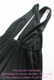 1970s PLUNGE Halter Black Jersey Poly Knit Maxi Dress Studio Collection by R Women&#39;s Size Medium stretchy versatile 24&quot; - 36&quot; underbust