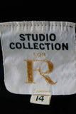 1970s PLUNGE Halter Black Jersey Poly Knit Maxi Dress Studio Collection by R Women&#39;s Size Medium stretchy versatile 24&quot; - 36&quot; underbust