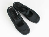 Vtg 90s Y2K DONALD J PLINER Black Stretch Fabric Strappy Slingback Platform Sandals Made in Spain Women&#39;s USA Size 7.5