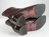 90s Brown Leather Chunky Block Heel Minimalist Boots Women&#39;s Size 11