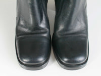 90s Black Leather Platform High Block Heel Ankle Boots Made in Brazil Women&#39;s USA Size 6.5