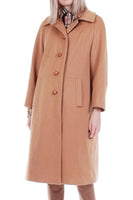 Vintage 60s Lord and Taylor Camel Wool Mid Length Winter A-Line Coat Women&#39;s Size Large - 46&quot; bust - 48&quot; waist - 51&quot; hips - 43&quot; long