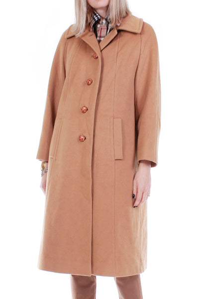Vintage Lord & Taylor Woman's Coat XL Sport & Country 1960s  60s Full Length Tan