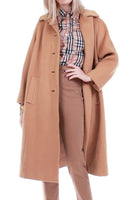 Vintage 60s Lord and Taylor Camel Wool Mid Length Winter A-Line Coat Women&#39;s Size Large - 46&quot; bust - 48&quot; waist - 51&quot; hips - 43&quot; long