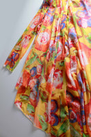 Vintage YOU LIM 3pc Outfit Wearable Art Colorful Abstract Floral Skirt, Tank Blouse Jacket Set Made in USA Women&#39;s Size Large 27-34&quot; waist