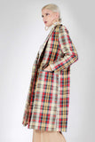 60s 70s Preppy MOD Carol Brent Colorful Plaid Lightweight Coat Jacket Women&#39;s Size Large - 42&quot; bust - 44&quot; waist - 46&quot; hips - 40&quot; long