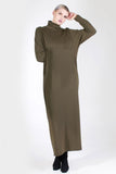 Minimalist Vintage Olive Green Sweater Dress Women's Size Large / 12 / 42" bust - 41" waist - 44" hips - 53" long