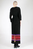 Vintage 1970s KNIT Chenille Long Sleeve Black Striped Maxi Dress by Parade Women's Size 8 / Small / Medium - 36" bust - 27" waist - 40" hips