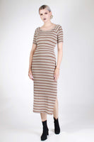 Vintage 1990s THE LIMITED Striped Ribbed Knit Bodycon Maxi Dress Women's 8 / Medium / 32-38" bust / 28-32" waist / 32-35" hips / 48"long