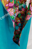 Vintage 60s Japanese Cotton Neon Floral Mod Shift Dress with Belt and Choker Women's Size 10 - Medium - 36" bust - 36" waist - 39" hips