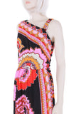 1970s Psychedelic Paisley Off Shoulder Maxi Dress Women's Size 6-8 / Small-Medium - 36" bust - 26" waist - 40" hips