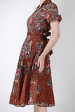 Tropical Cotton Batik Shirtdress w/ Wide Sweeping Skirt Size 10 / Medium / Large / 42" bust - 32" waist - 40" hips - 46" long