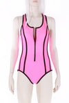Vintage 90s NEON PINK Zippered One Piece Swimsuit See Listing Description for Link to Neon Green Option Women's Size XS / Small