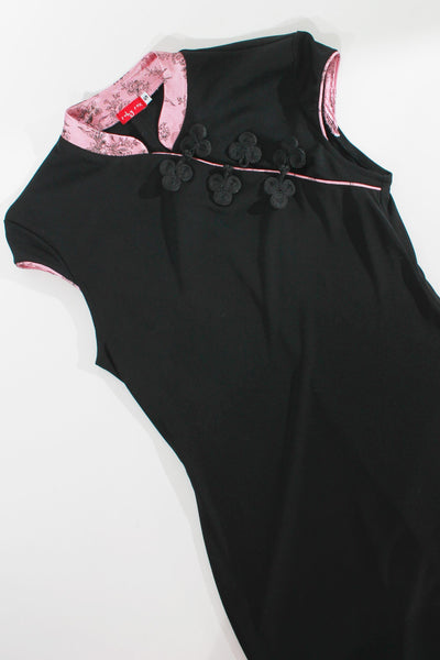 90s Y2K Ruby Rox Cheongsam Mini Dress Pink and Black Women's Size