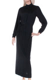 Vintage 70s Soft Stretchy Black Belted Maxi Shirtdress Loungewear Maxi Dress Women's Size 6 / Small / 34-37" bust / 33-36" waist /38-40"hips