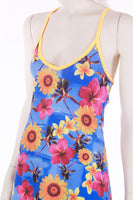 Vintage 90s BODY GLOVE DayGlo Floral Mini Swim Dress Made in the Canada Women's Size 6 / 8 / Small 34" Bust - 30" waist - 40" hips